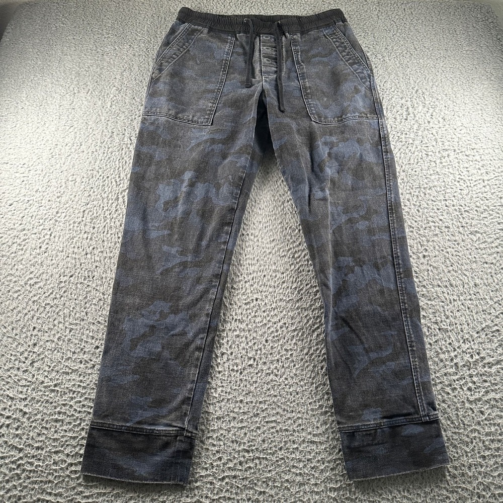 James Perse Camo Pants Mens 2 Camo Drawstring Jogger Utility Pocket Blue BLack